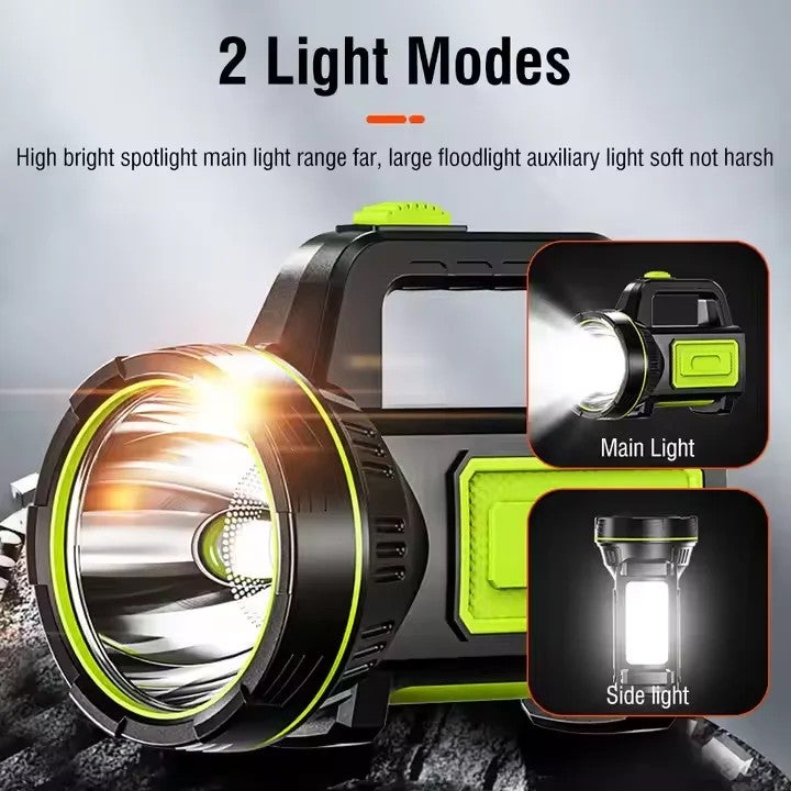Bluejw 1000LM High Brightness LED Rechargeable Handheld Searchlight - Multifunctional Portable USB Flashlight for Home & Outdoor - Image 2